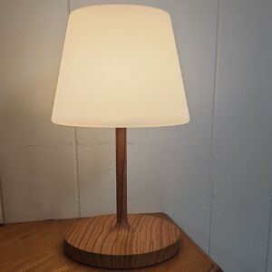 USB Table Lamp with Wood Base